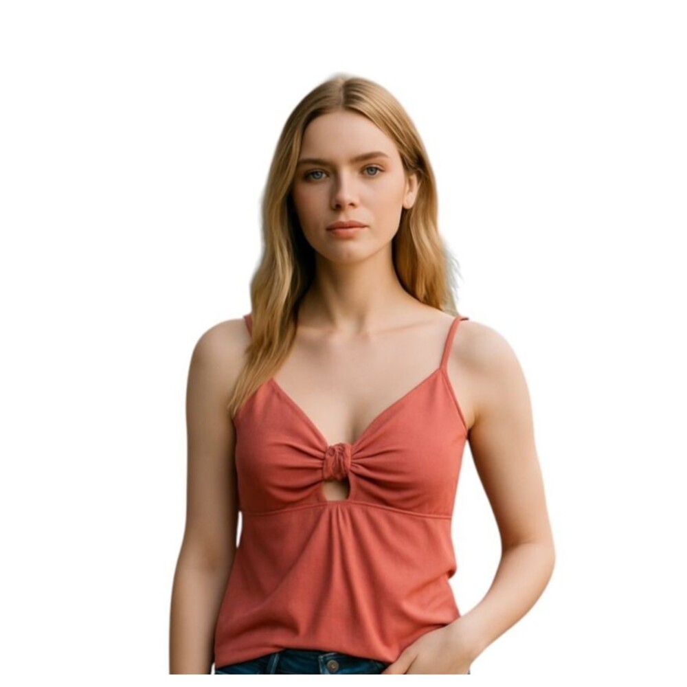 Freshwater Womens Sz L Orange Solid Sleeveless Tankini Swimsuit